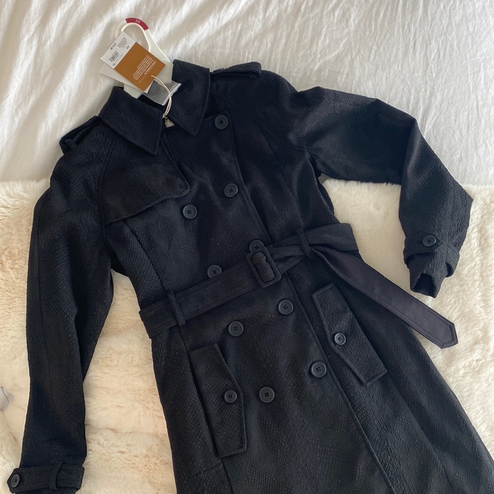 Floor length, black snakeskin trench coat - NEVER WORN NEW WITH TAGS